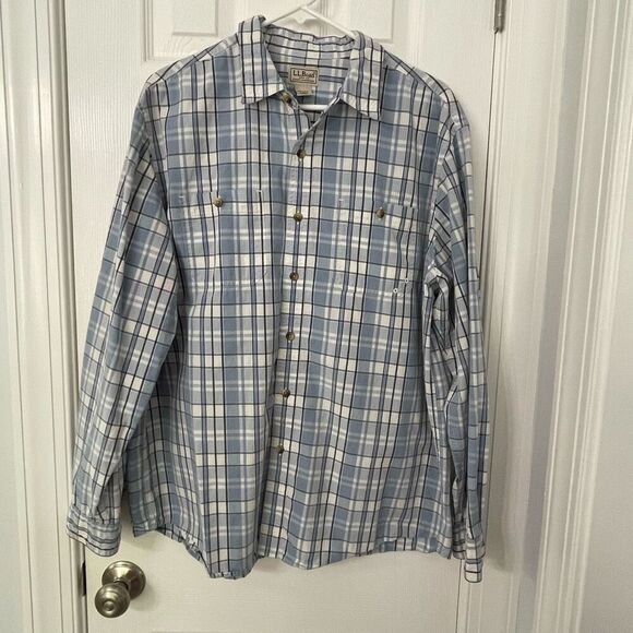 L.L. Bean Men’s Plaid Long Sleeve Shirt Size Large Regular – 100% Cotton - Picture 1 of 8